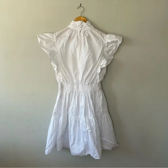 Derek Lam 10 Crosby Finn Ruffled Wrap Mini Dress Cotton Poplin White Size 10 - Picture 5 of 6